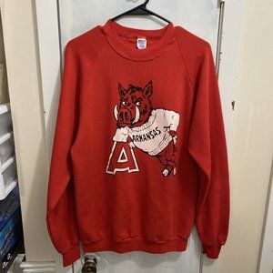 Vintage Arkansas Razorbacks NCAA Football Sweatshirt Crewneck Size XL Jerzees